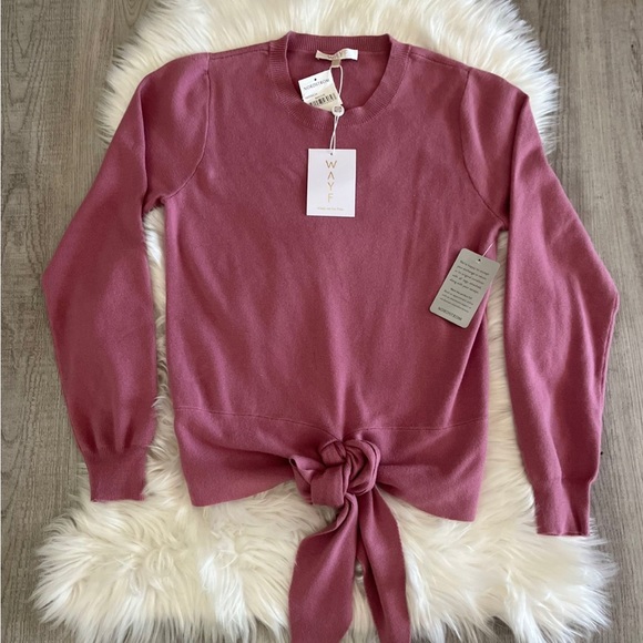 NWT WAYF sweater Blush Mauve Pink Long sleeve With Waist Tie Size MEDIUM - Picture 8 of 8